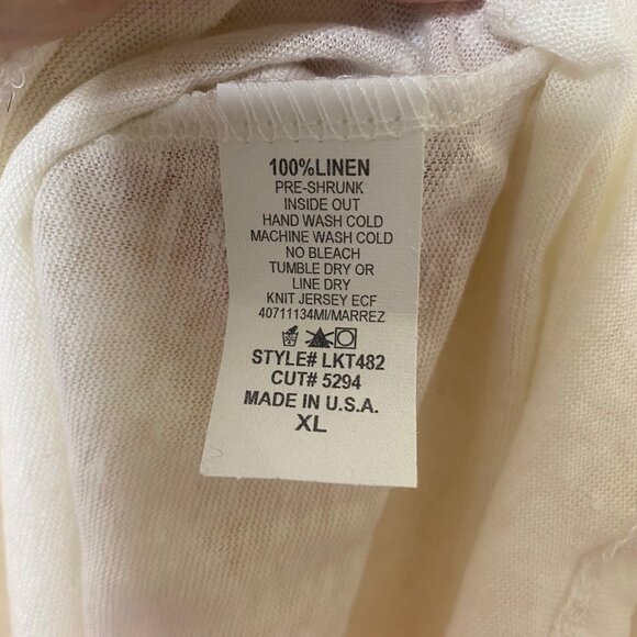 Match Point USA Linen Tunic Womens XL Ivory Cowl Neck Long Sleeve Tunic Top W/ P - Picture 5 of 9